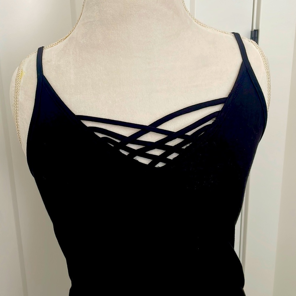 Black criss cross tank top